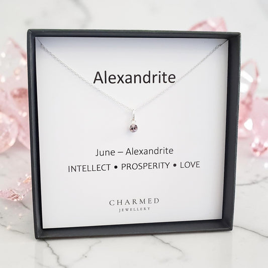Alexandrite June Birthstone Necklace 925 Sterling Silver | Personalised Jewellery