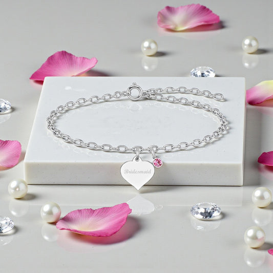 Bridesmaid Birthstone Bracelet | Sterling Silver 925 | Personalised Wedding Jewellery Gift