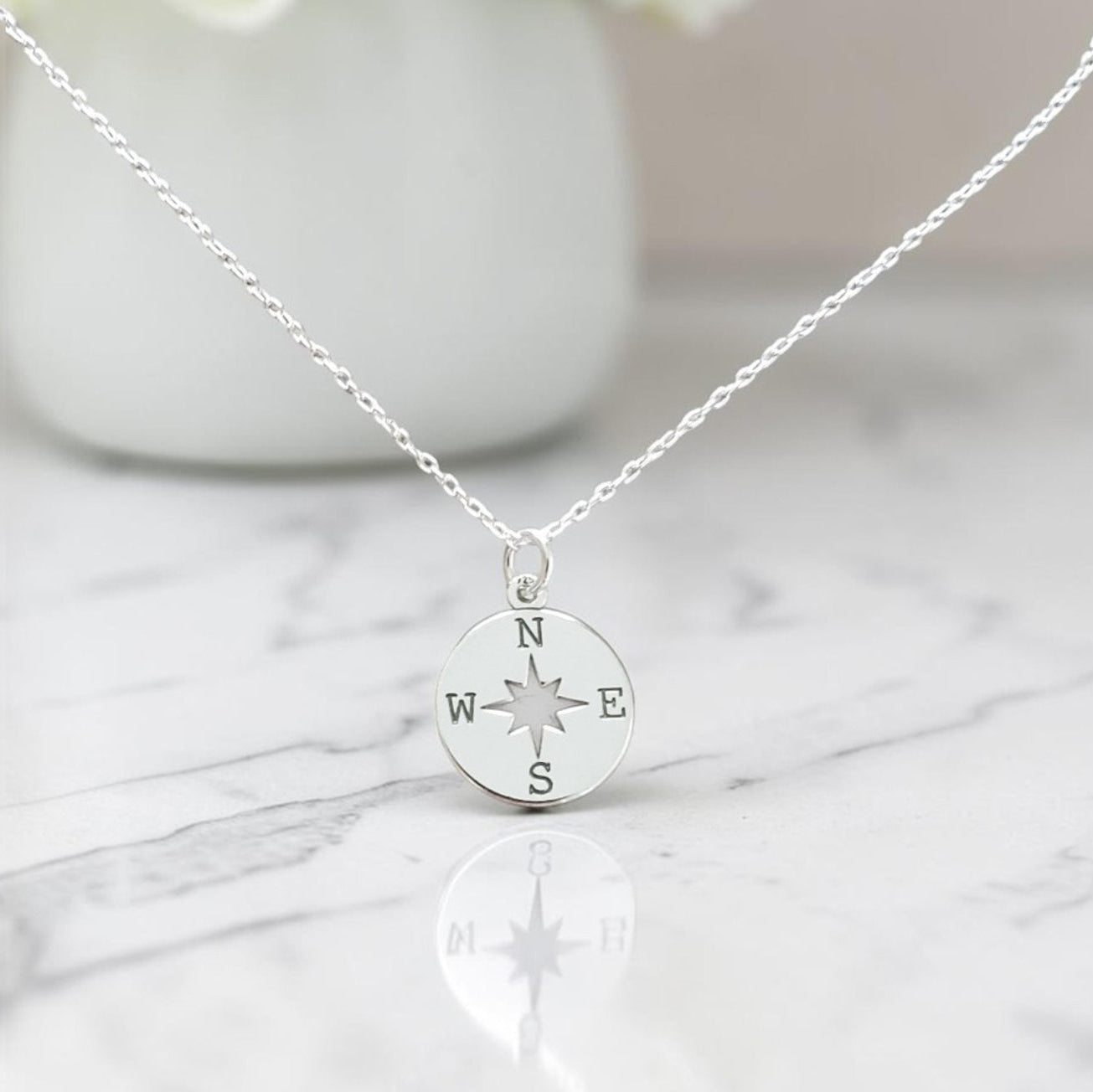 Compass Necklace in Sterling Silver 925