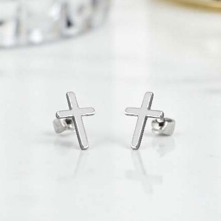 Cross Stud Earrings | Sterling Silver 925 | Religious Jewellery Gift