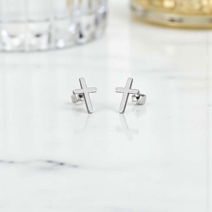 Cross Gift Set | Necklace and Stud Earrings | Sterling Silver 925  