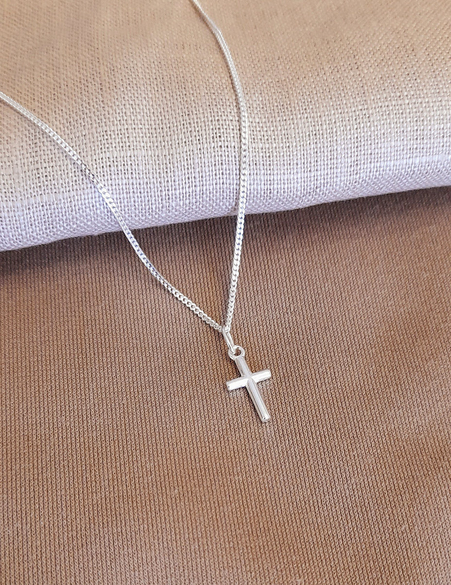 Cross Gift Set Necklace and Stud Earrings Sterling Silver, Personalised Jewellery