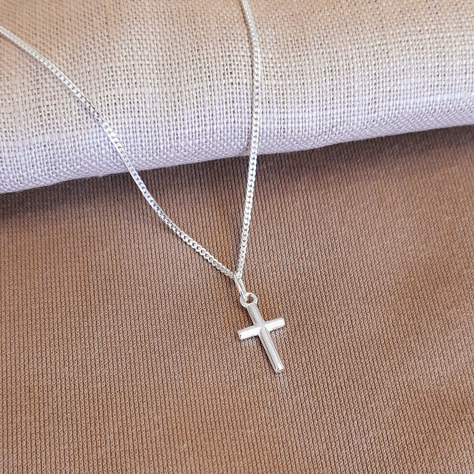 Goddaughter Gift, Cross Necklace in Sterling Silver 925, Religious Gift, Psalm 139
