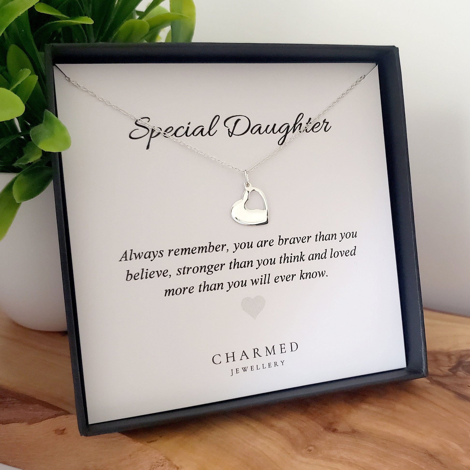 Daughter Cut Out Heart Necklace in Sterling Silver 925 | Personalised Jewellery Gift