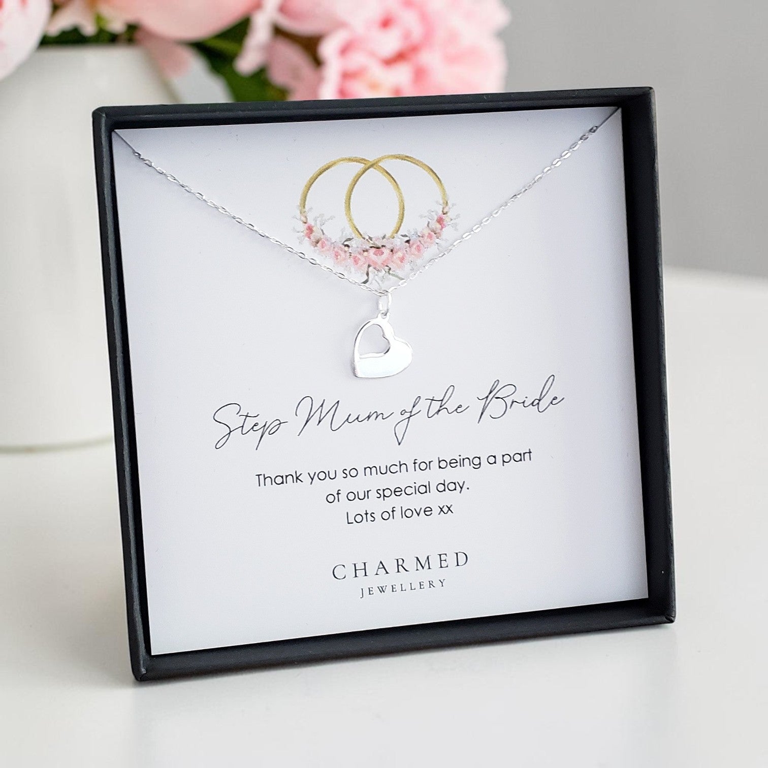 Step Mum of the Bride Gift, Cut Out Heart Necklace, Wedding Gift, Personalised Jewellery Gift