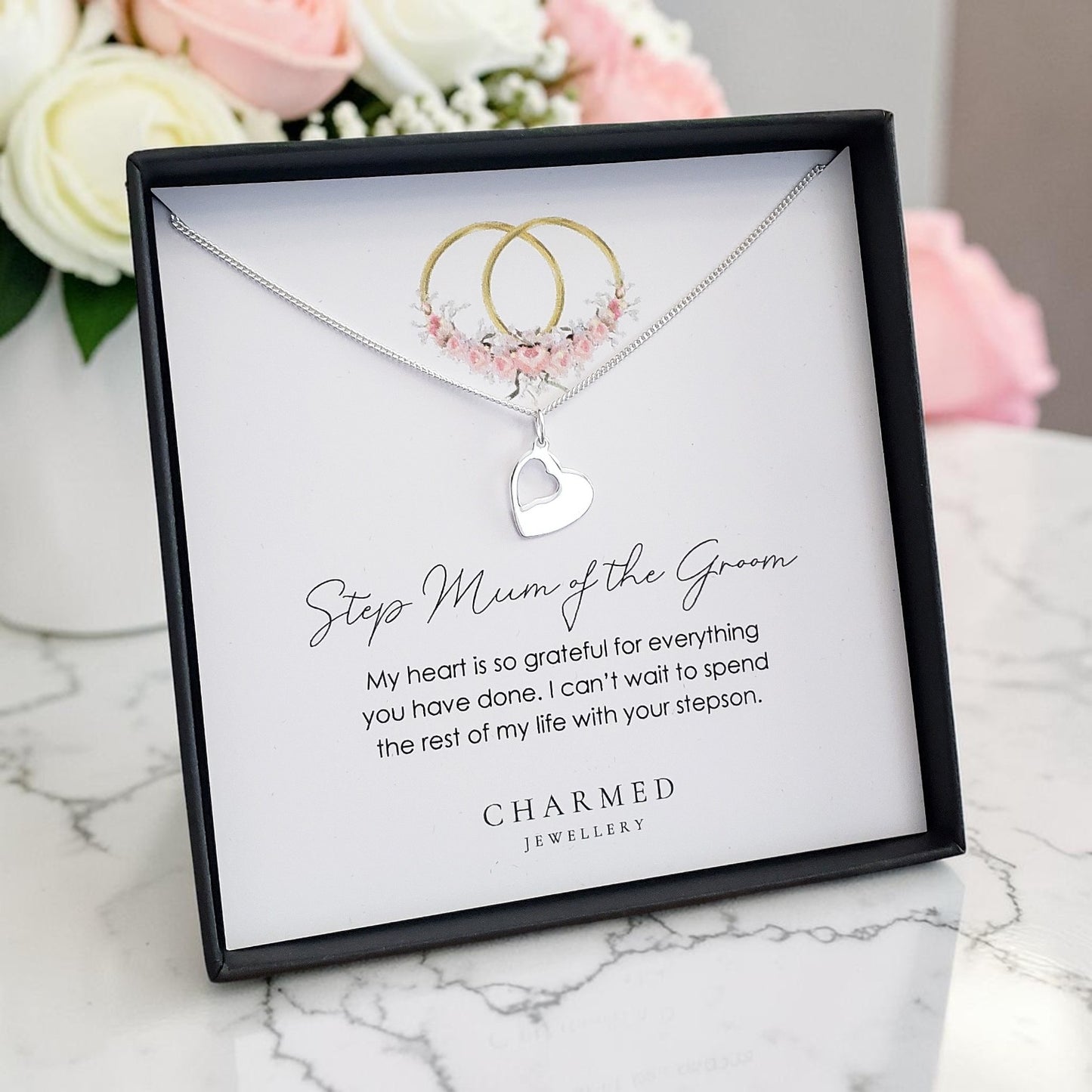 Step Mum of the Groom Gift, Cut Out Heart Necklace | Wedding Gift | Personalised Jewellery Gift