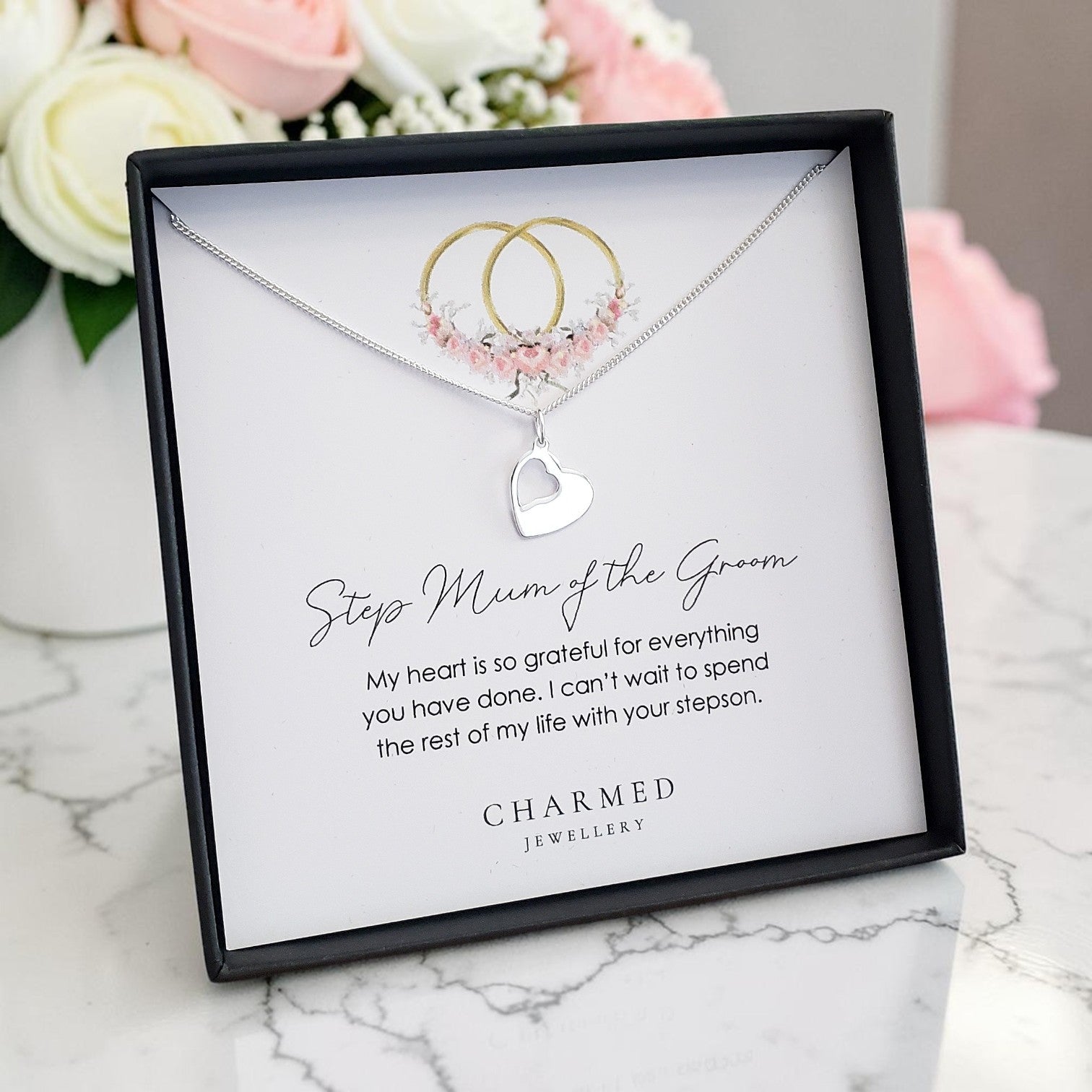 Step Mum of the Groom Gift, Cut Out Heart Necklace | Wedding Gift | Personalised Jewellery Gift