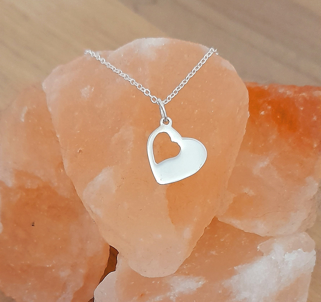 Godmother Gift, Cut Out Heart Necklace in Sterling Silver 925, Personalised Jewellery Gift
