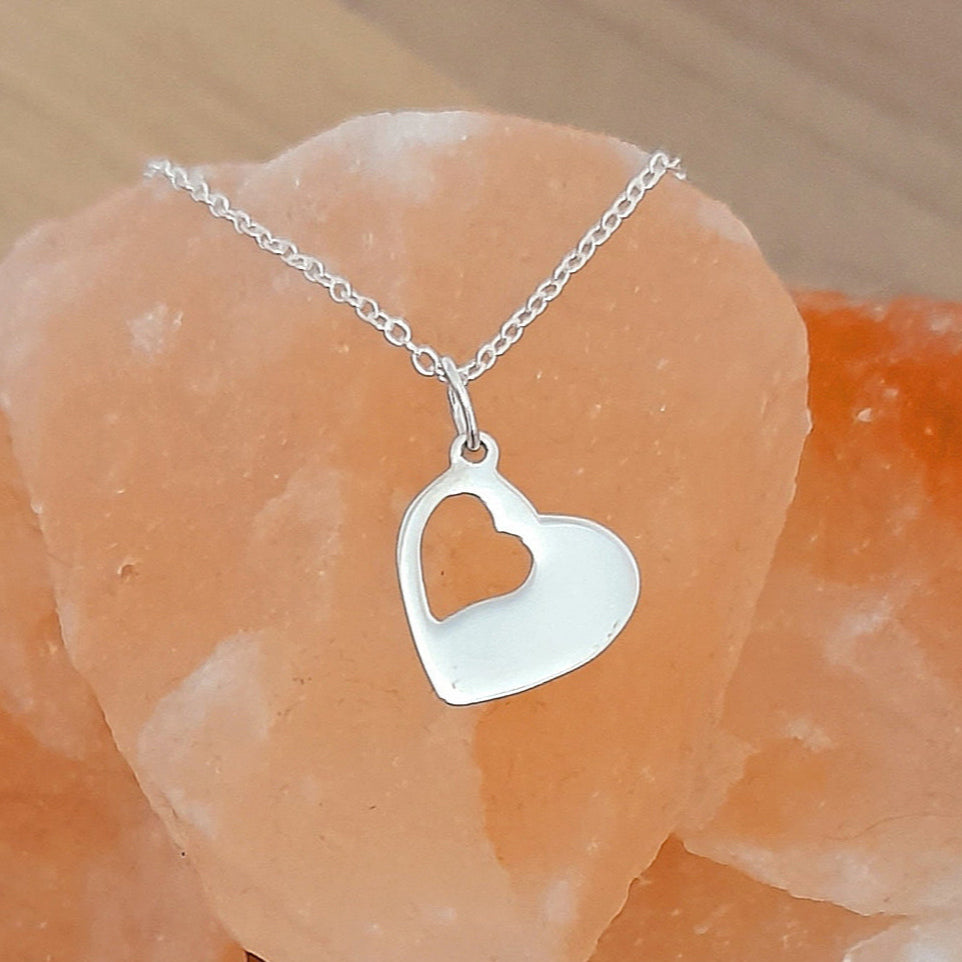 cut out heart necklace in sterling silver 925