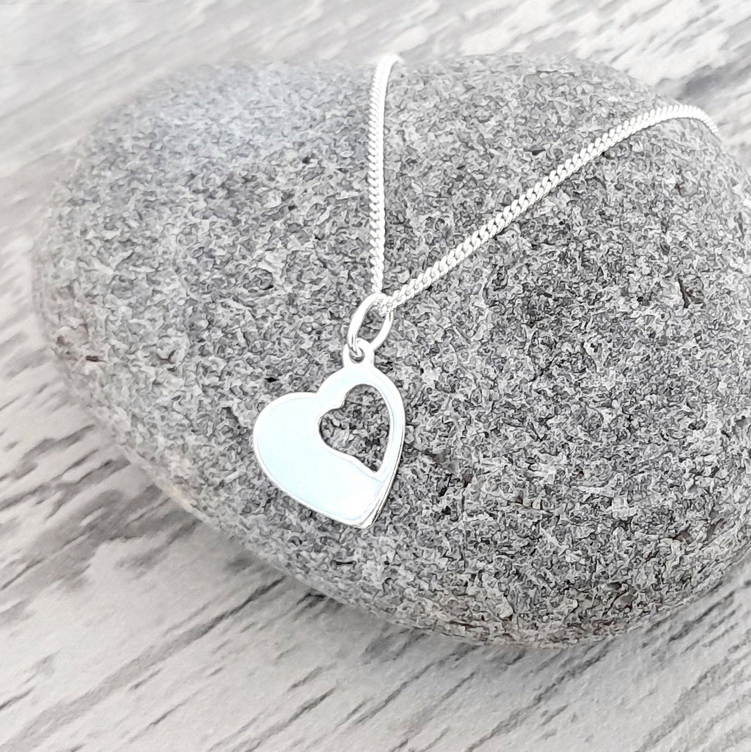 Cut Out Heart Necklace 925 Sterling Silver, Personalised Jewellery