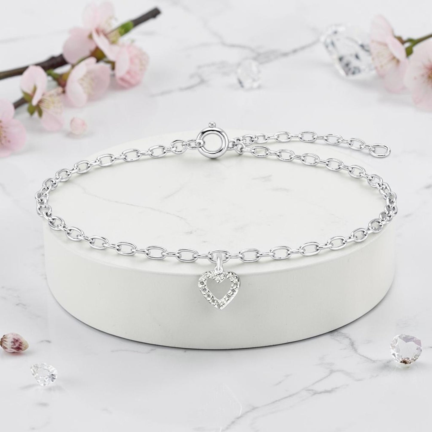 CZ Heart Bracelet | Sterling Silver 925 | Elegant Jewellery Gift