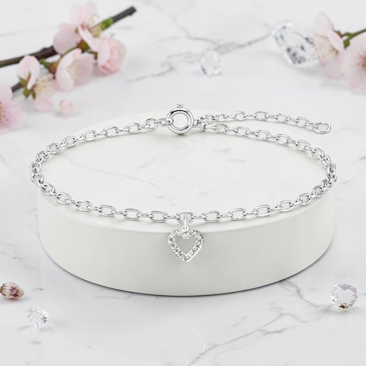 CZ Heart Bracelet | Sterling Silver 925 | Elegant Jewellery Gift