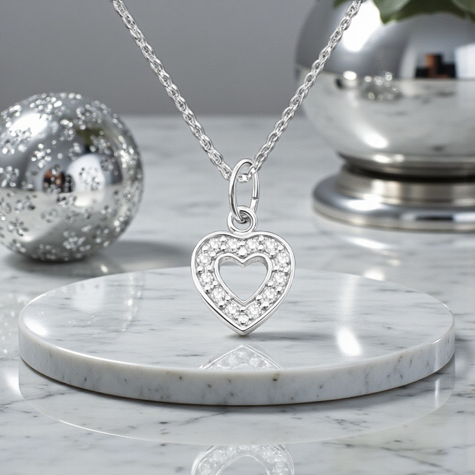 CZ Heart Necklace in 925 Sterling Silver | Sparkling Jewellery Gift
