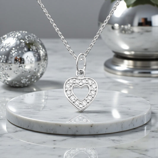CZ Heart Necklace in 925 Sterling Silver | Sparkling Jewellery Gift