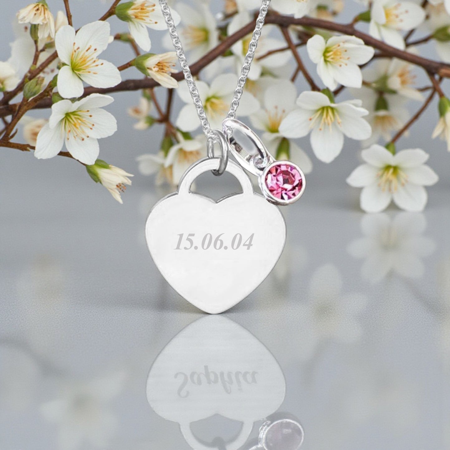 Engraved Name Heart Necklace | Sterling Silver 925 | Personalised Jewellery