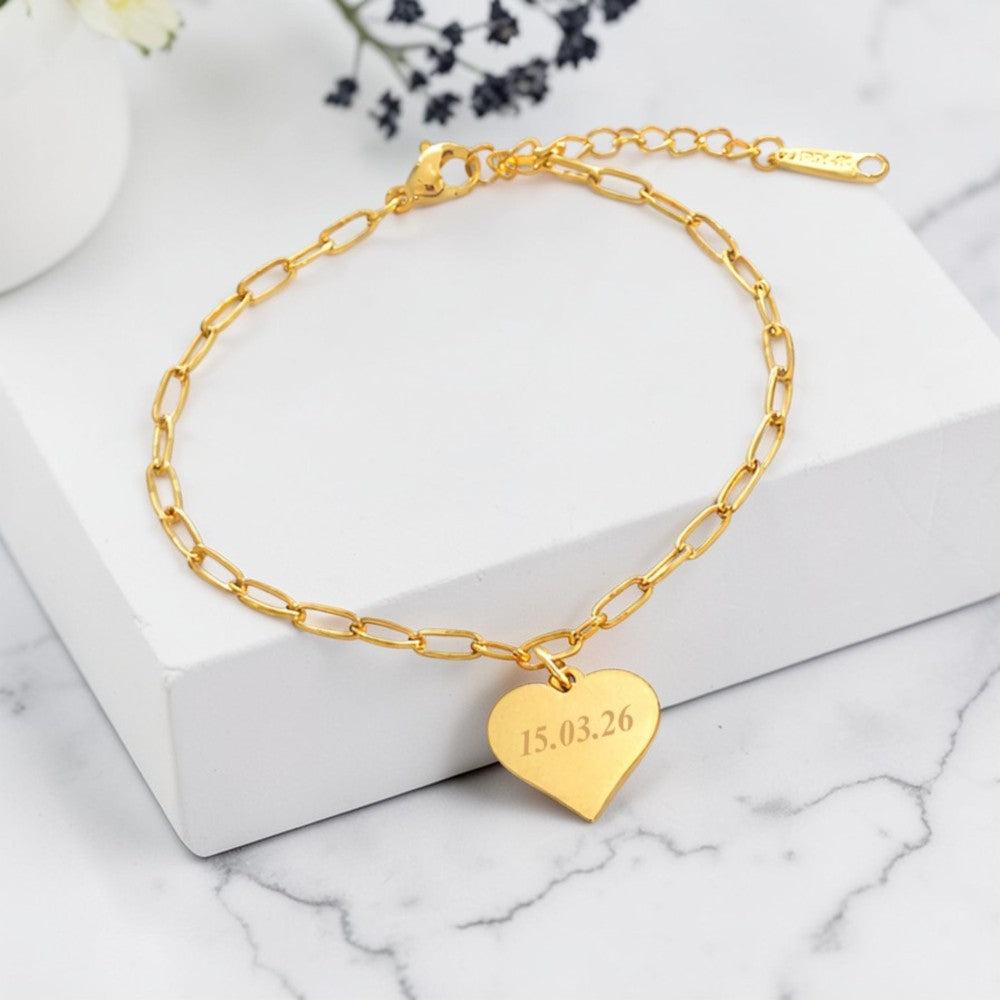 Engraved Name Paperclip Bracelet | 14ct Gold Plated Stainless Steel | Personalised Jewellery Gift