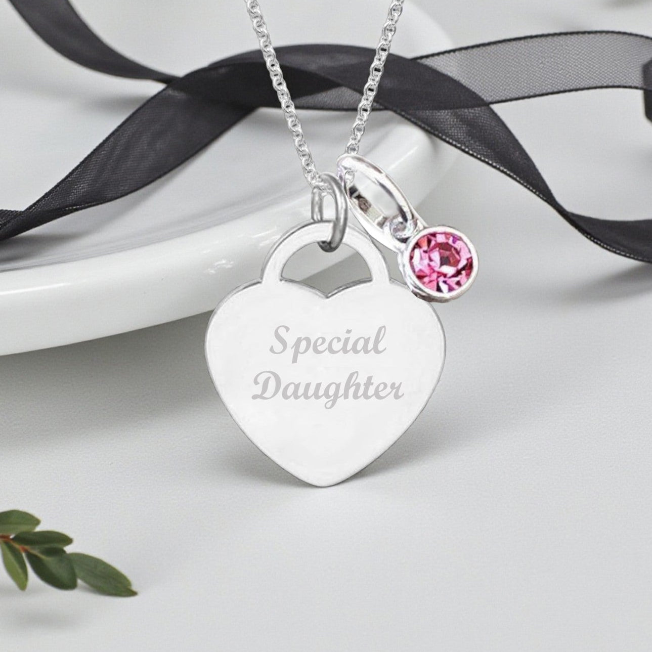 Daughter Engraved Necklace with Birthstone | Personalised Jewellery Gift