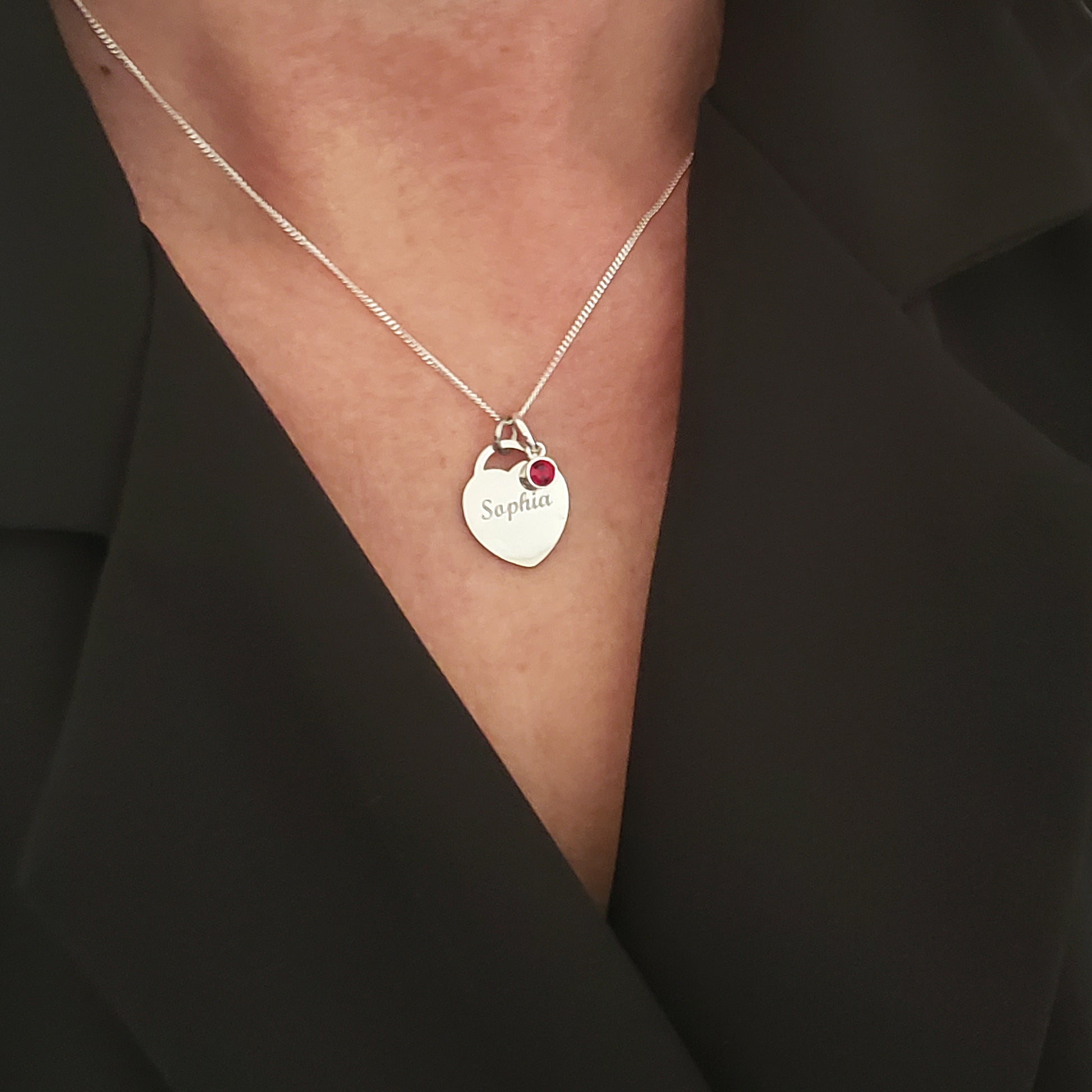 Engraved Name Heart Necklace | Sterling Silver 925 | Personalised Jewellery