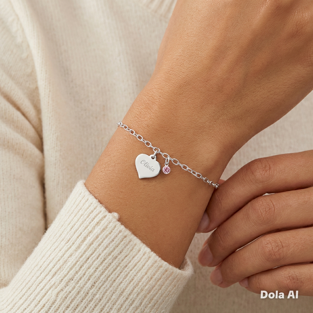 Engraved Birthstone Bracelet | Sterling Silver 925 | Personalised Jewellery Gift