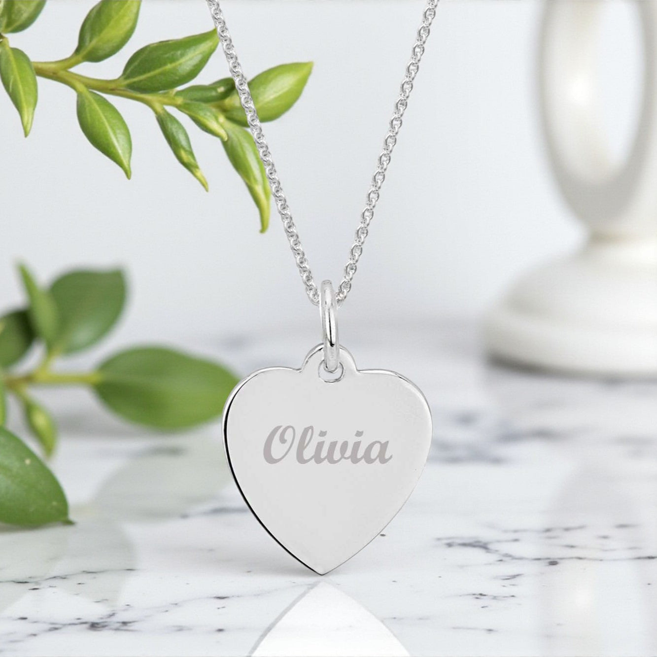 Engraved Name Heart Necklace | Sterling Silver 925 | Personalised Jewellery