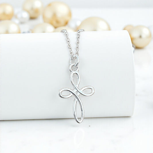 Eternity Cross Necklace | Sterling Silver 925 | Faith & Love Symbol Jewellery Gift