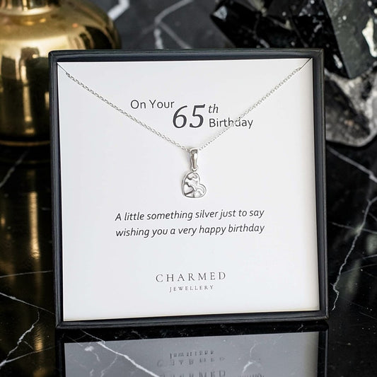 65th Birthday Heart Necklace | Sterling Silver 925 | Personalised Gift for Her
