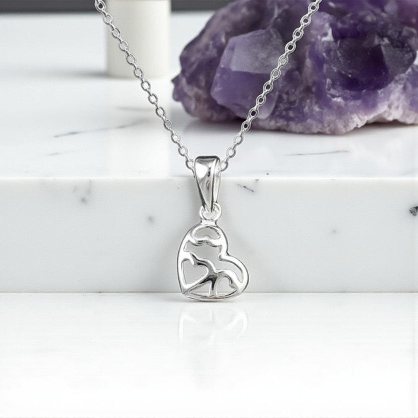Sister-in-Law Fancy Heart Necklace in Sterling Silver 925 | Personalised Jewellery Gift