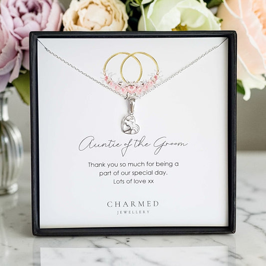 Auntie of the Groom Gift | Fancy Heart Necklace 925 Sterling Silver | Personalised Jewellery Gift