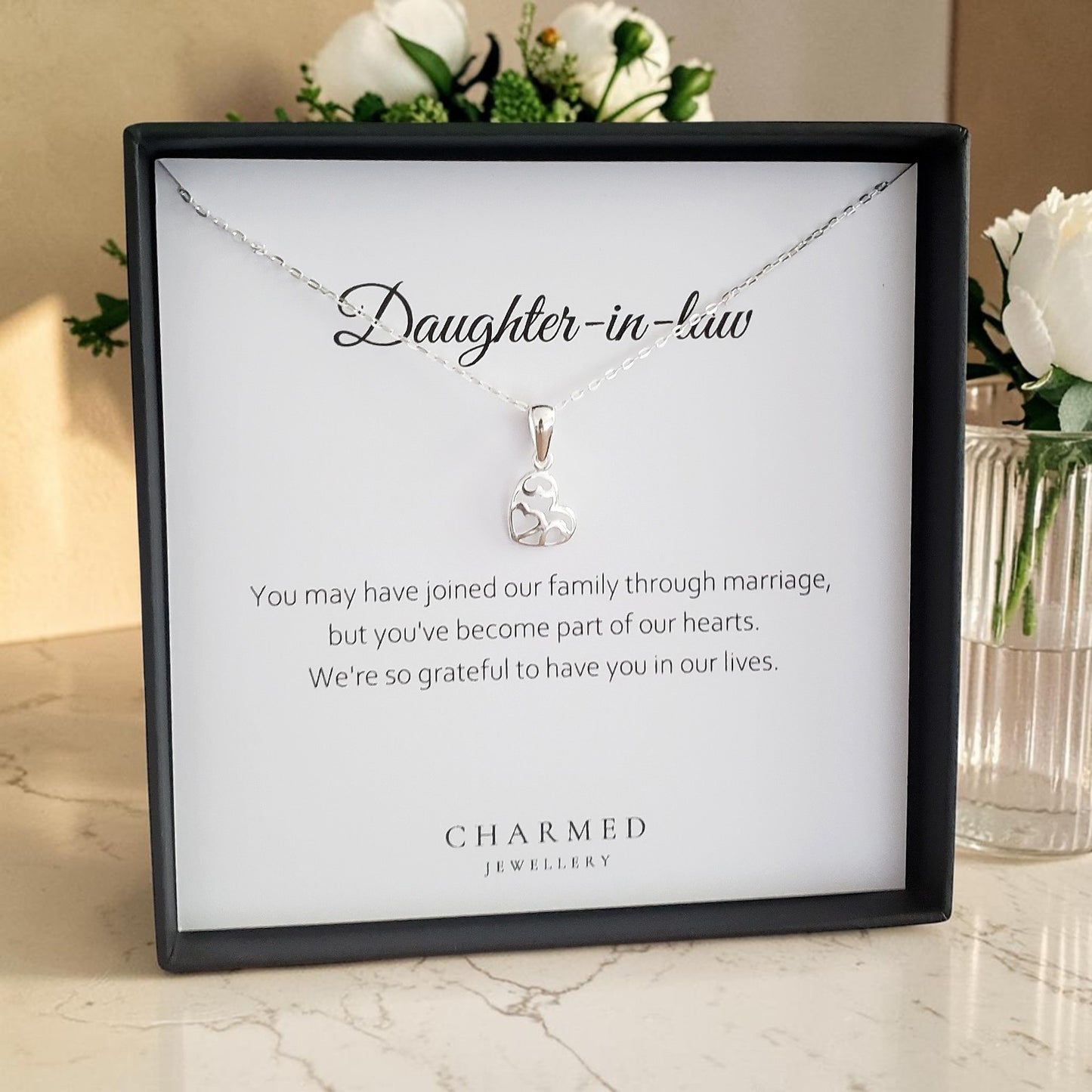 Daughter-in-Law Fancy Heart Necklace | Sterling Silver 925 | Personalised Jewellery Gift
