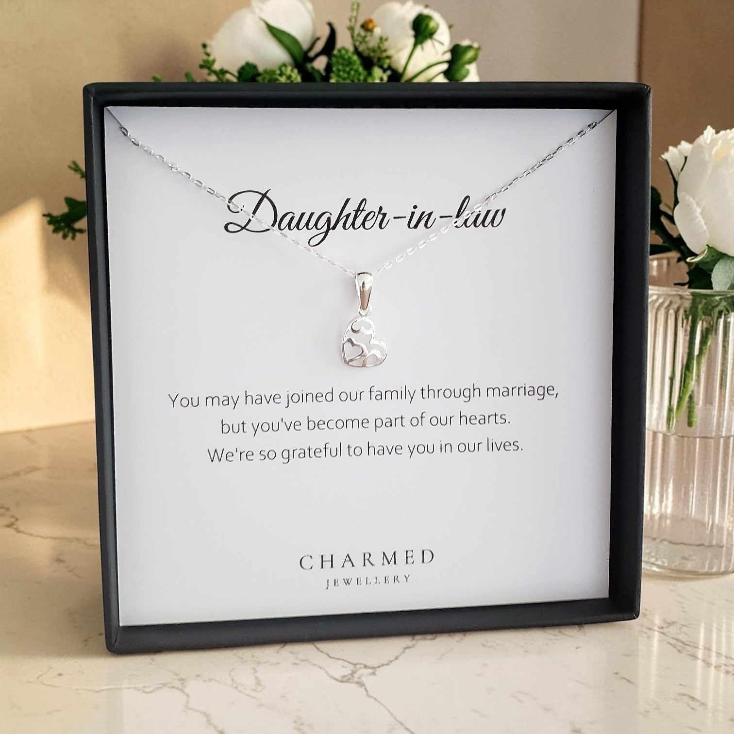 Daughter-in-Law Fancy Heart Necklace | Sterling Silver 925 | Personalised Jewellery Gift