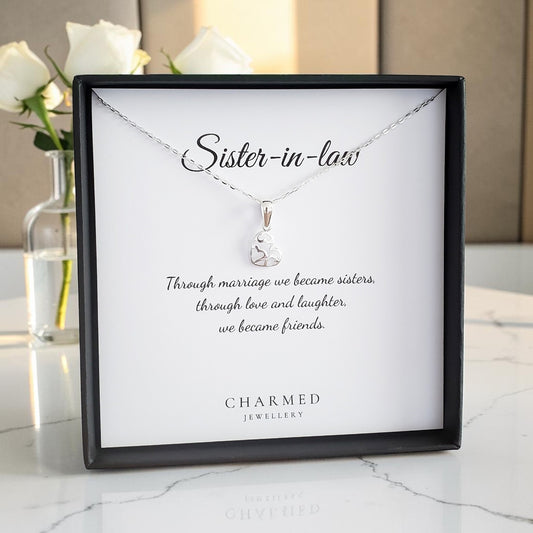 Sister-in-Law Fancy Heart Necklace in Sterling Silver 925 | Personalised Jewellery Gift