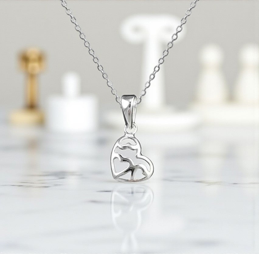 Fancy Heart Necklace in Sterling Silver 925 | Personalised Jewellery Gift
