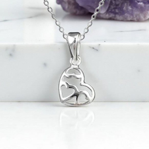 Offset Fancy Heart Necklace | 925 Sterling Silver Elegant Jewellery