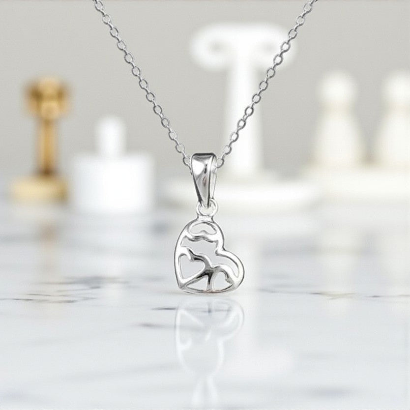 Offset Fancy Heart Necklace | 925 Sterling Silver Elegant Jewellery
