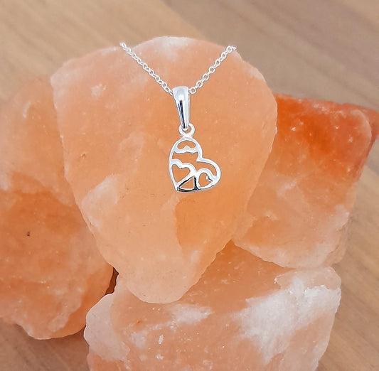 Offset Fancy Heart Necklace 925 Sterling Silver, Personalised Jewellery
