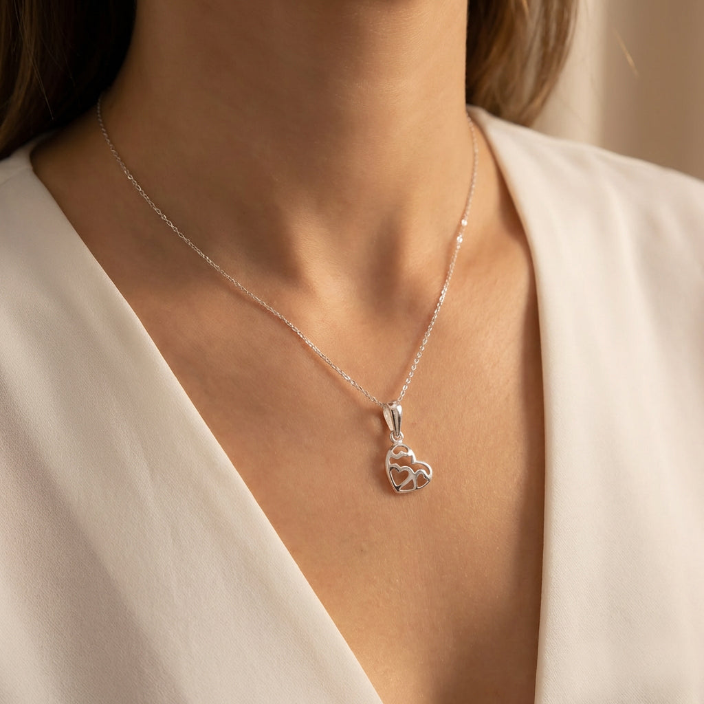 Fancy Heart Necklace in Sterling Silver 925 | Personalised Jewellery Gift