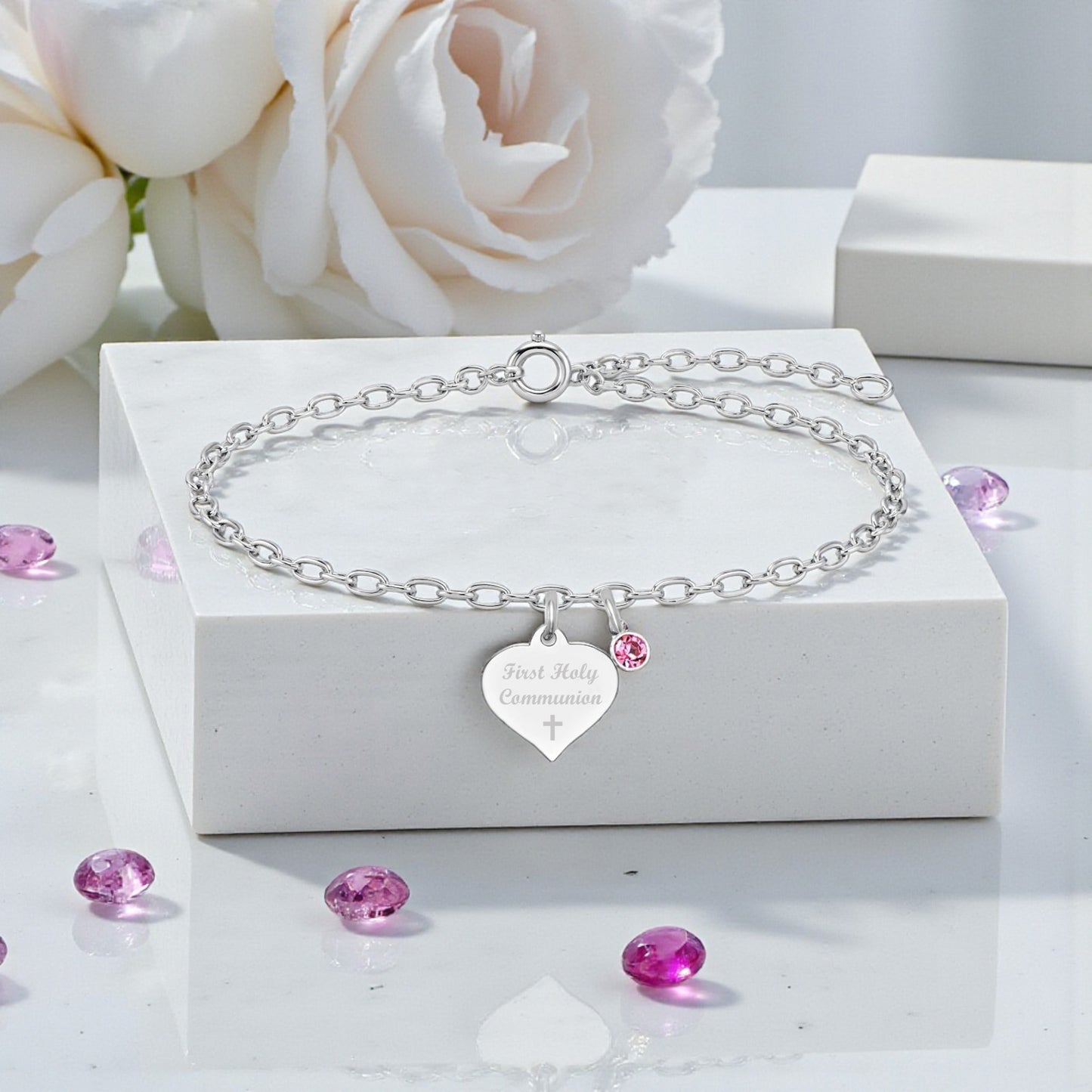 First Holy Communion Bracelet | Sterling Silver 925 | Personalised Religious Jewellery Gift