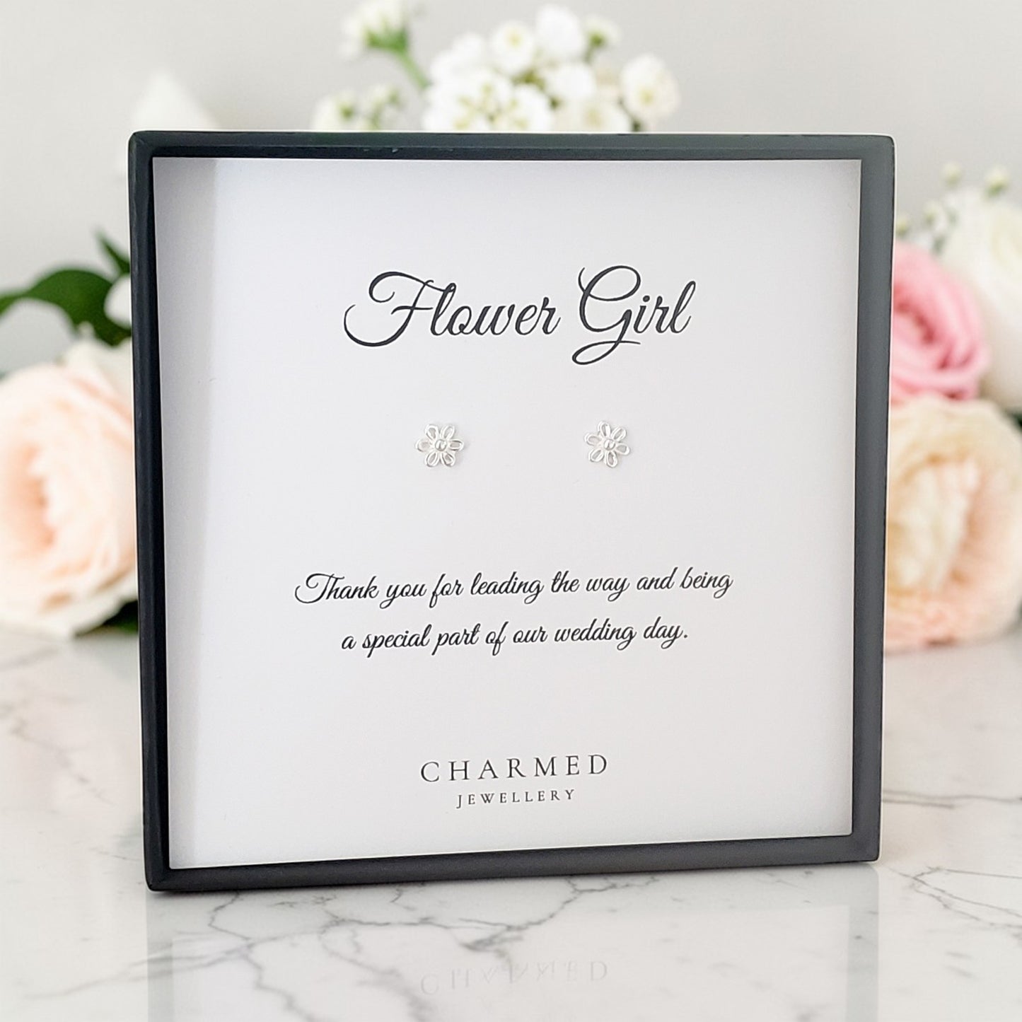 Flower Girl Gift, Flower Stud Earrings Sterling Silver 925 | Personalised