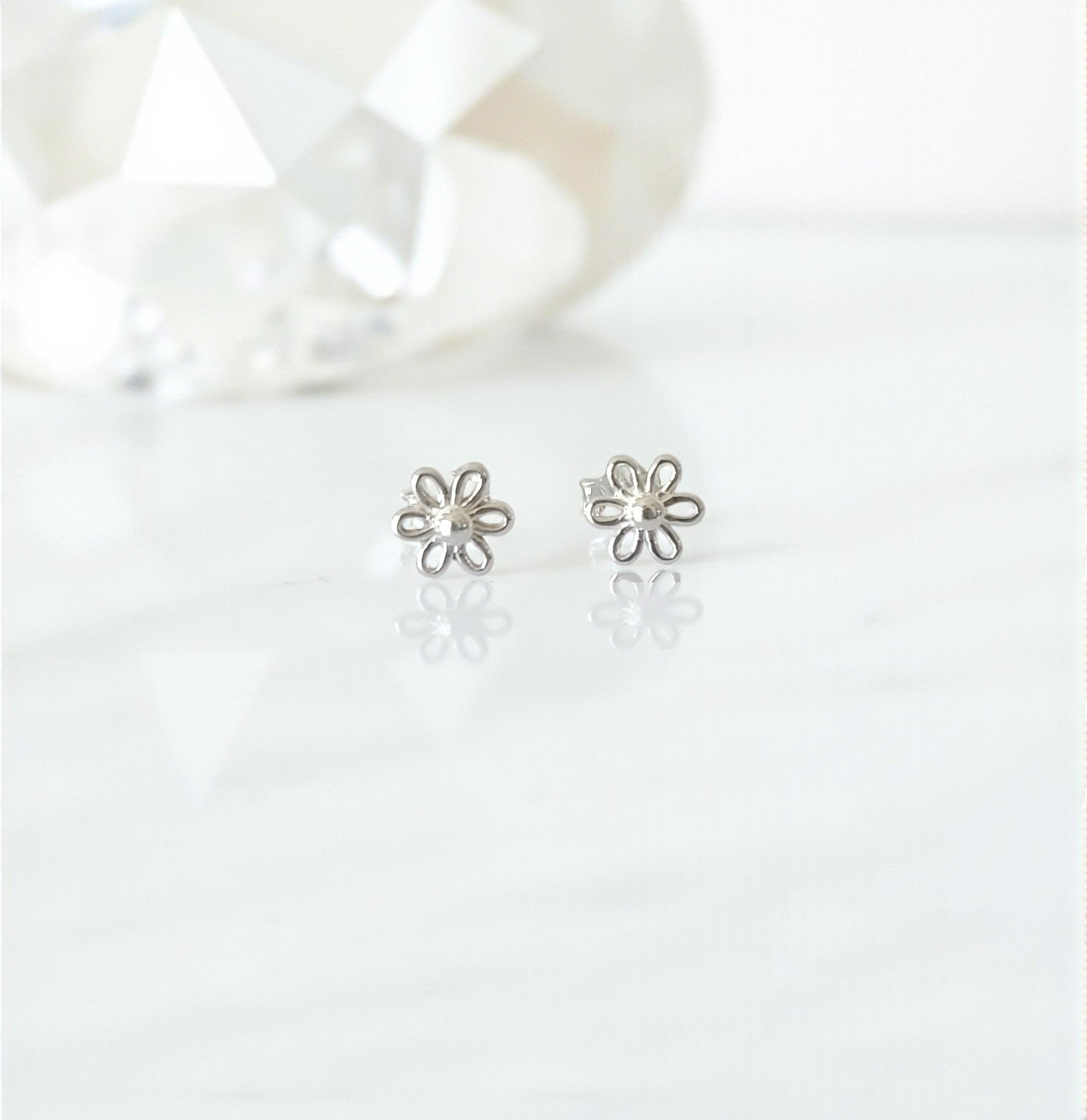 Flower Stud Earrings | Sterling Silver 925 | Elegant Jewellery Gift