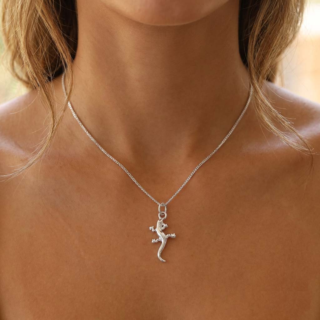 Gecko Necklace in Sterling Silver 925 | Personalised Jewellery Gift