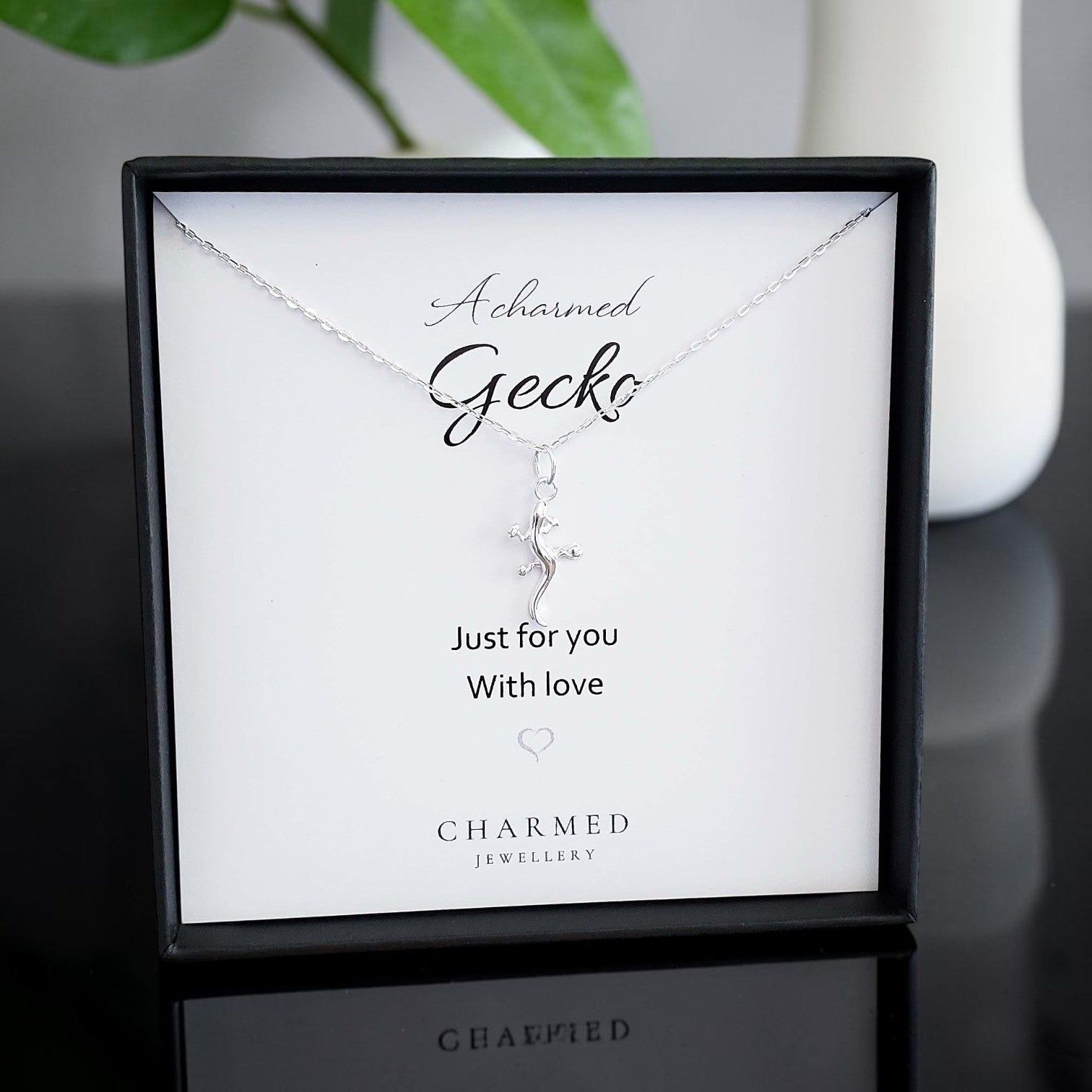A Charmed Gecko Necklace in Sterling Silver 925 | Personalised Jewellery Gift