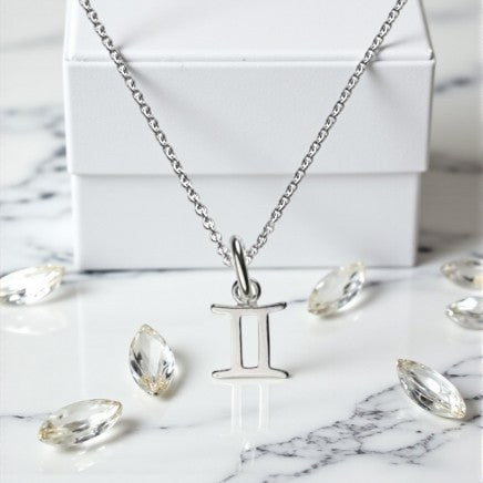 Gemini Zodiac Necklace in Sterling Silver 925 | May–June Star Sign Jewellery Gift