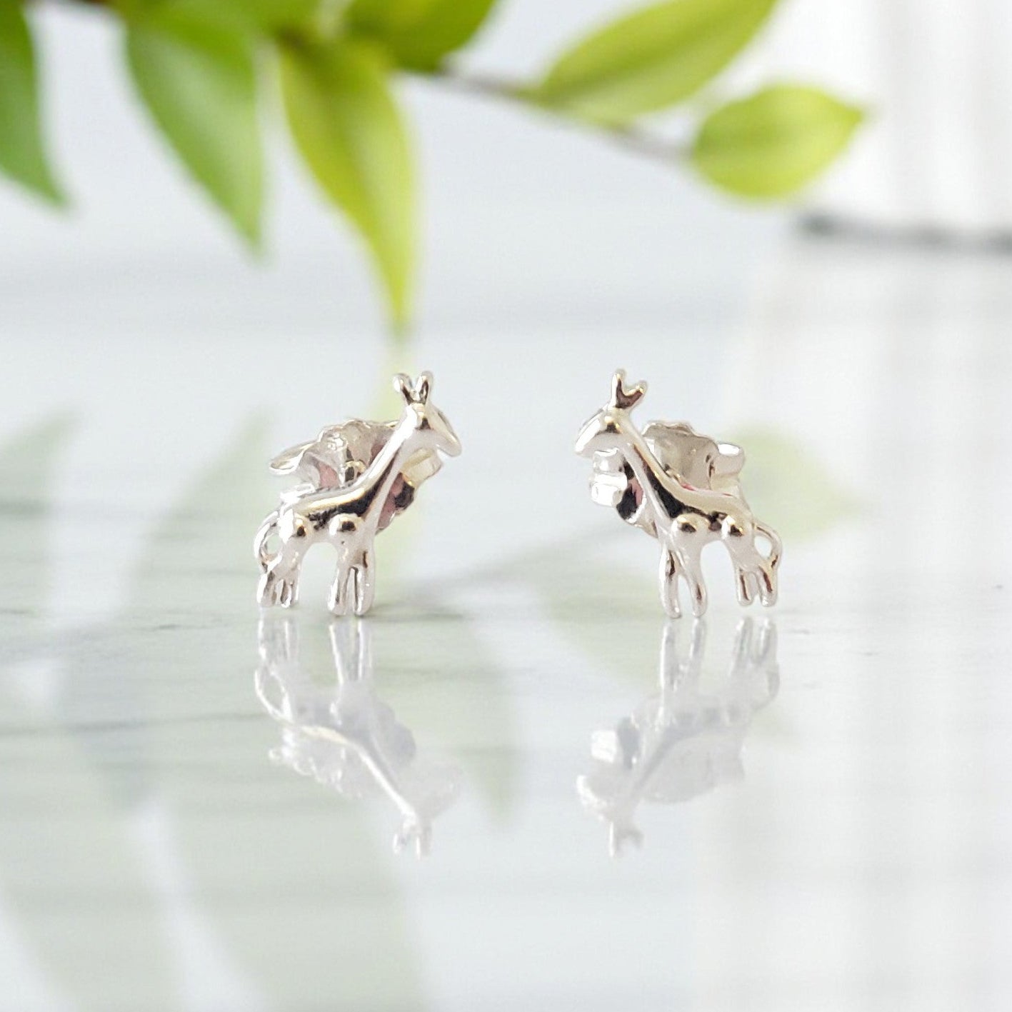 Giraffe Stud Earrings | Sterling Silver 925 | Animal Jewellery Gift