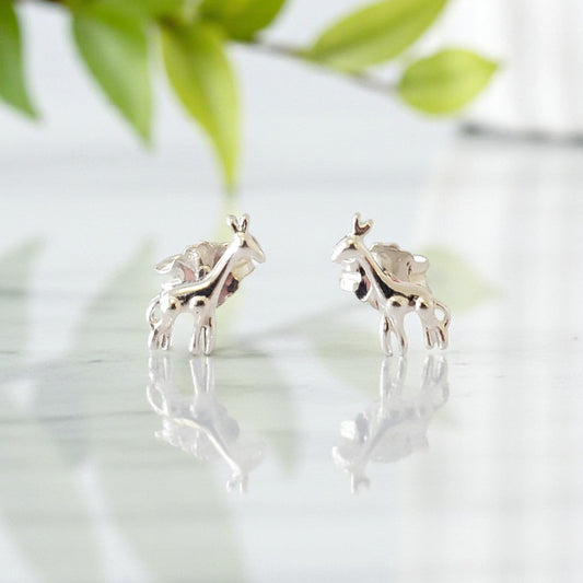Giraffe Stud Earrings | Sterling Silver 925 | Animal Jewellery Gift