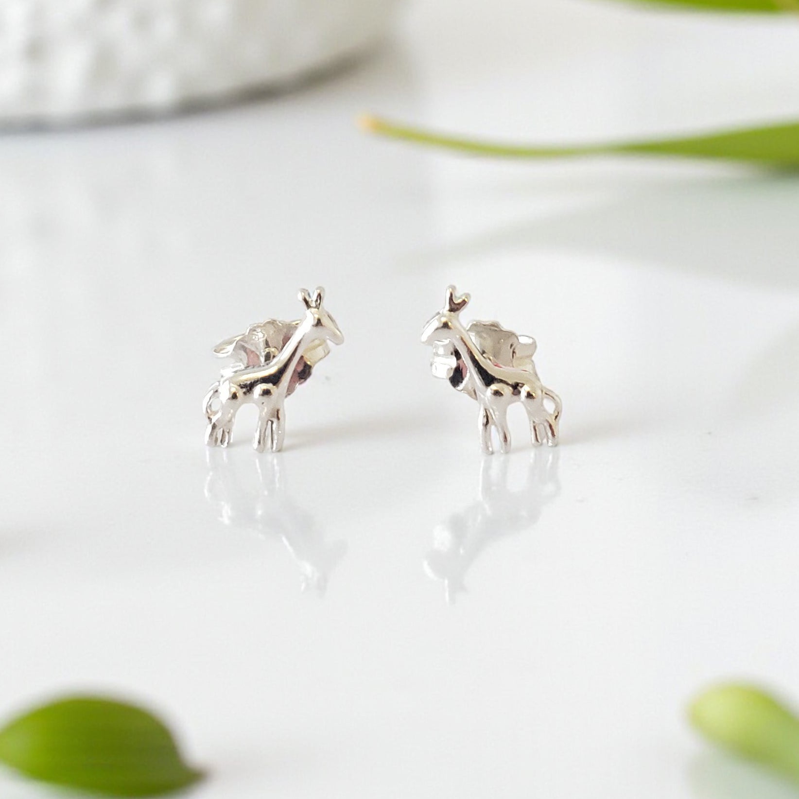 Giraffe Stud Earrings | Sterling Silver 925 | Animal Jewellery Gift