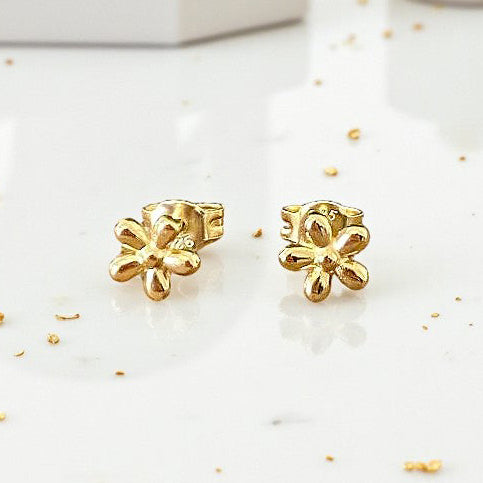 Flower Stud Earrings | 14ct Gold Plated Sterling Silver | Personalised Gift for Her