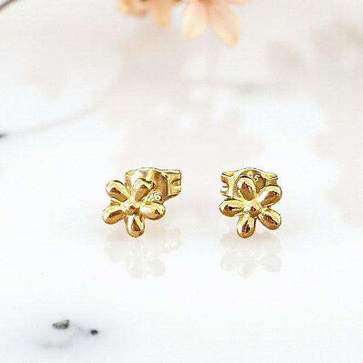 Flower Stud Earrings | 14ct Gold Plated Sterling Silver | Personalised Gift for Her