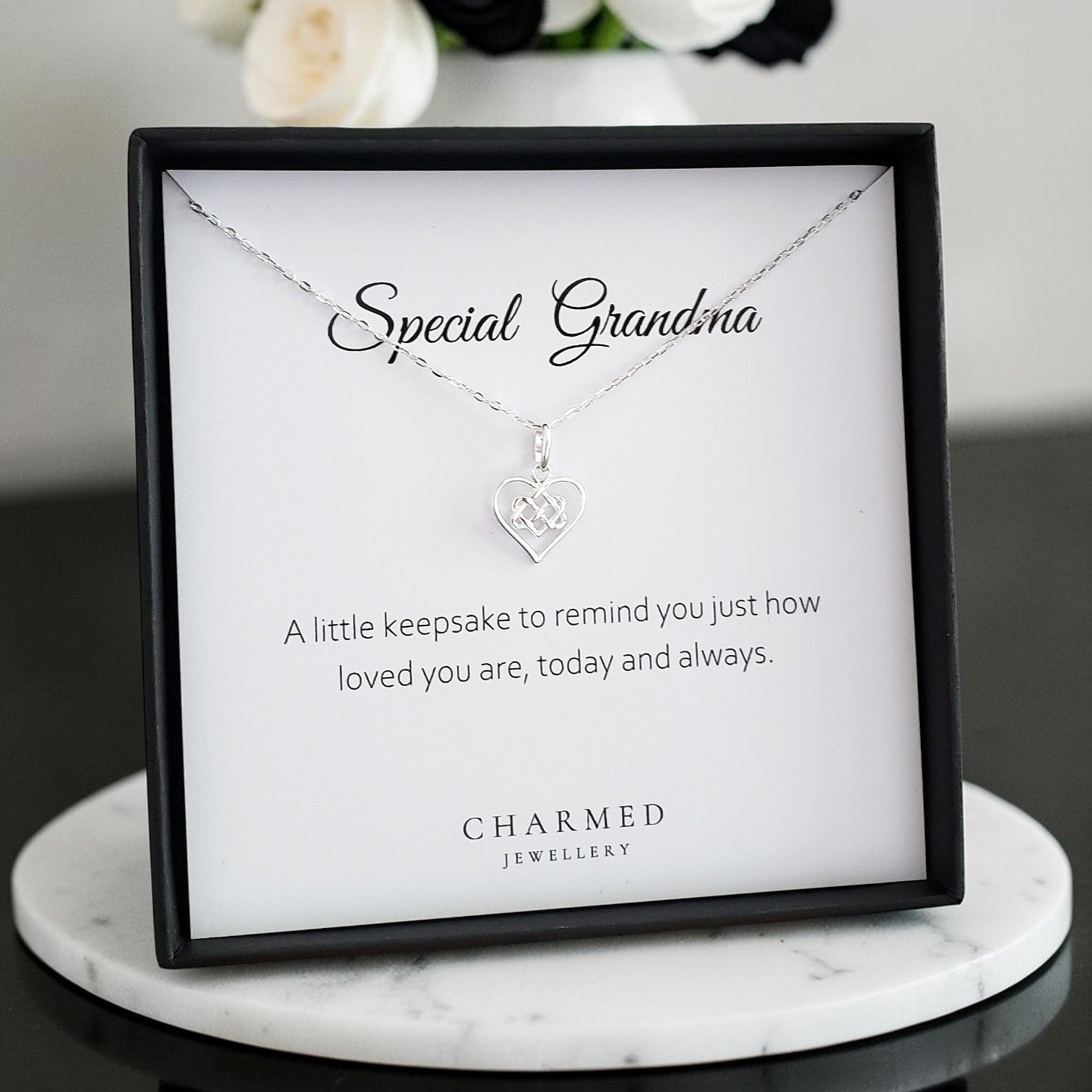 Grandma Infinity Knot Necklace in Sterling Silver 925 | Personalised Jewellery Gift