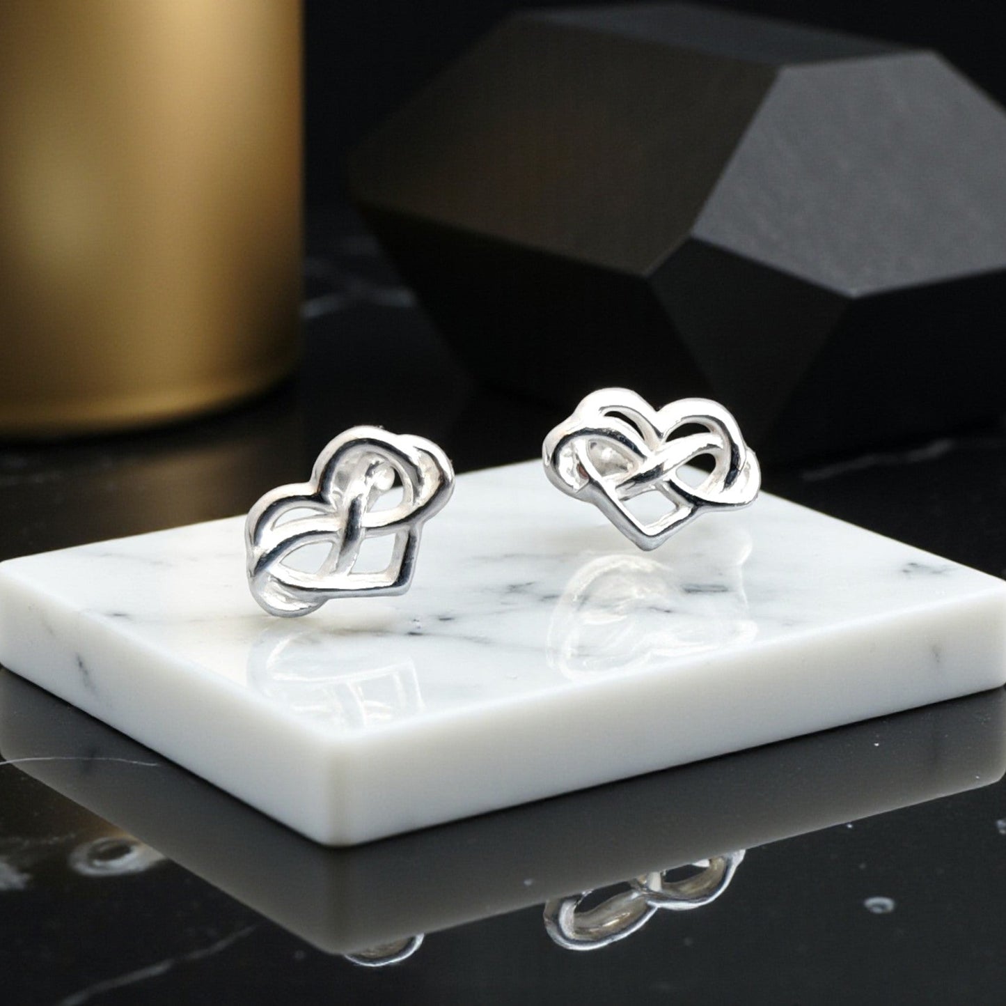 Granddaughter Gift, Infinity Heart Stud Earrings Sterling Silver 925 | Personalised Jewellery Gift