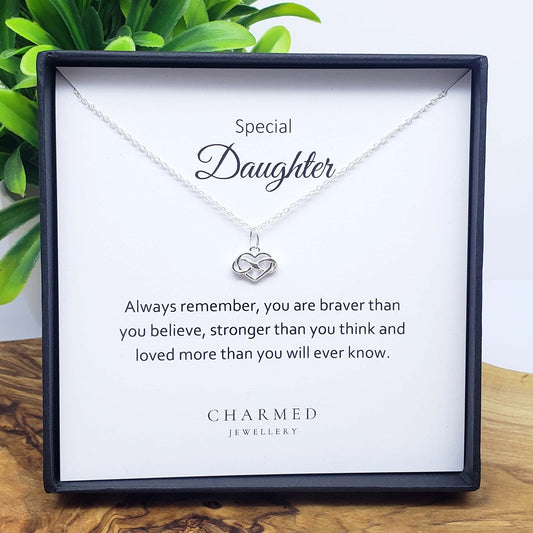 Daughter Infinity Heart Necklace in Sterling Silver 925 | Personalised Jewellery Gift